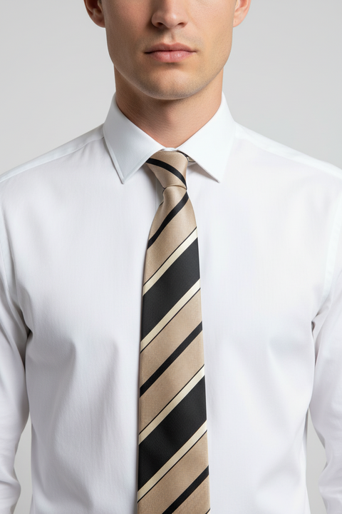LANVIN Black Mauve Diagonal Stripe Silk Tie