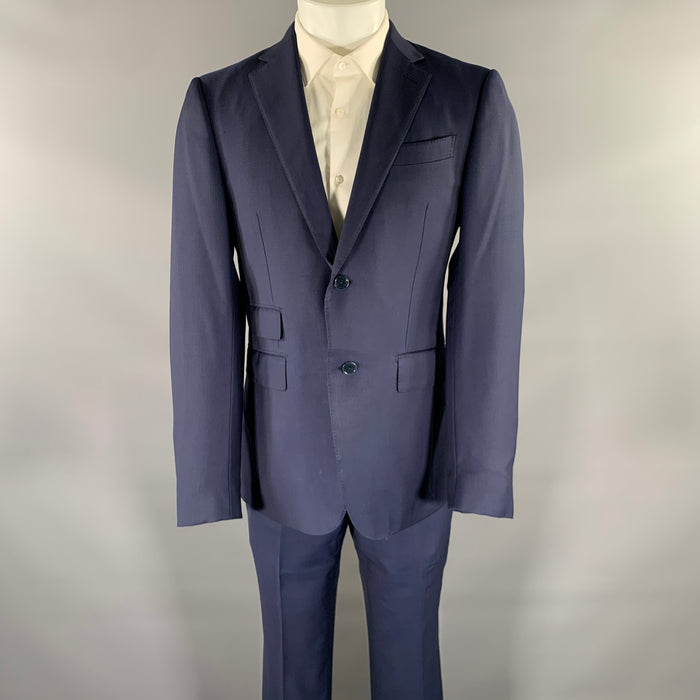 ERMENEGILDO ZEGNA Size 40 Navy Wool Notch Lapel Suit