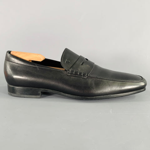 TOD'S Size 10.5 Black Leather Penny Loafers