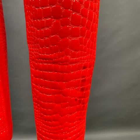 ROTATE Size 2 Jeanine Red Faux Leather Croc Embossed Tapered Casual Pants