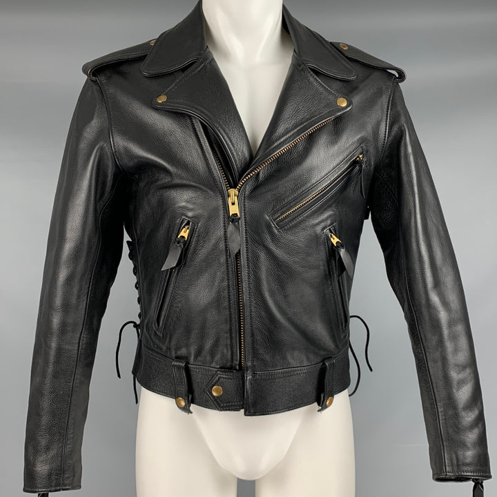 MR. S LEATHER Size 40 Black Leather Motorcycle Jacket