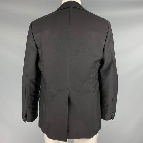 PRADA Size 40 Black Mohair Wool Notch Lapel Sport Coat