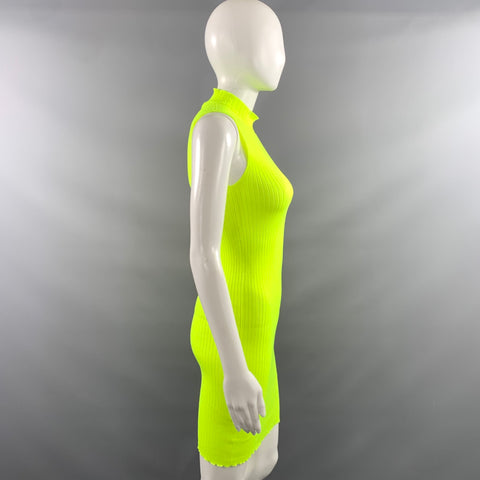 MSGM Size S Green Neon Knit Bodycon Dress