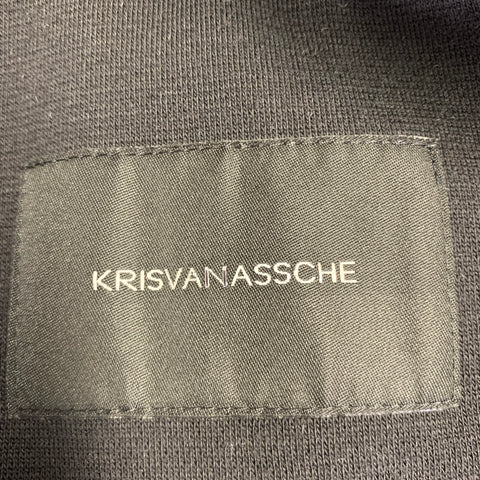KRIS VAN ASSCHE Size 42 Black Distressed Cotton Blend Sport Coat