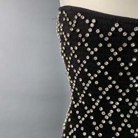RETROFETE Size XS Black Silver Viscose Crystal Embellishment Strapless Mini Dress