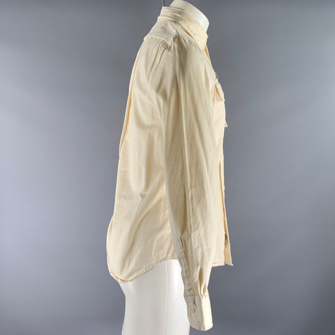 TODD SNYDER Size S Cream Ivory Solid Cotton Pointed Collar Long Sleeve Shirt