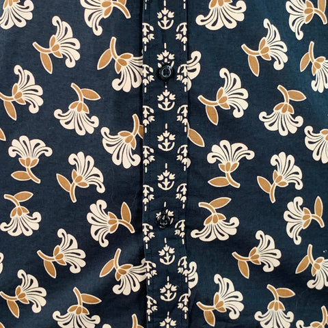 SCOTCH AND SODA Size XL Black Beige Abstract Floral Cotton Long Sleeve Shirt