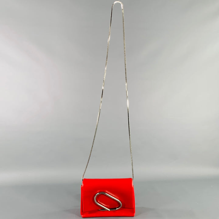 3.1 PHILLIP LIM Alix Red Silver Leather Metal Paper Clip Handbag
