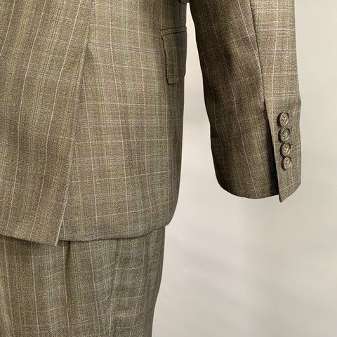 TED BAKER Chest Size 40 Grey Light Blue Tartan Wool Notch Lapel 34 31 Suit