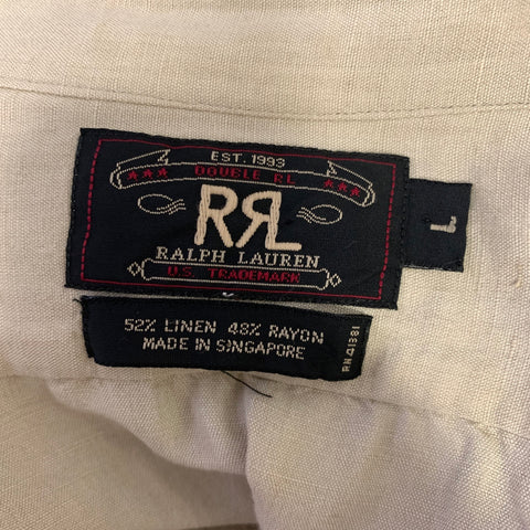 RRL by RALPH LAUREN Size L Khaki Linen Blend Long Sleeve Shirt