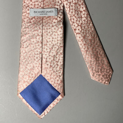 RICHARD JAMES SAVILE ROW Pink Floral Silk Tie