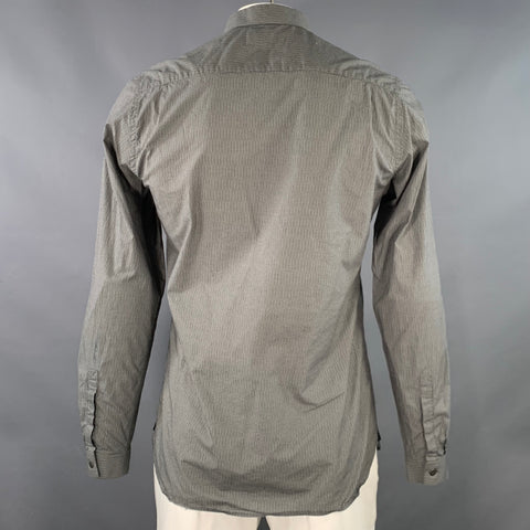 THE KOOPLES Taille L Noir Blanc Coton Tissage Natté Tête de Mort Boutons Cachés Chemise Ajustée Manches Longues