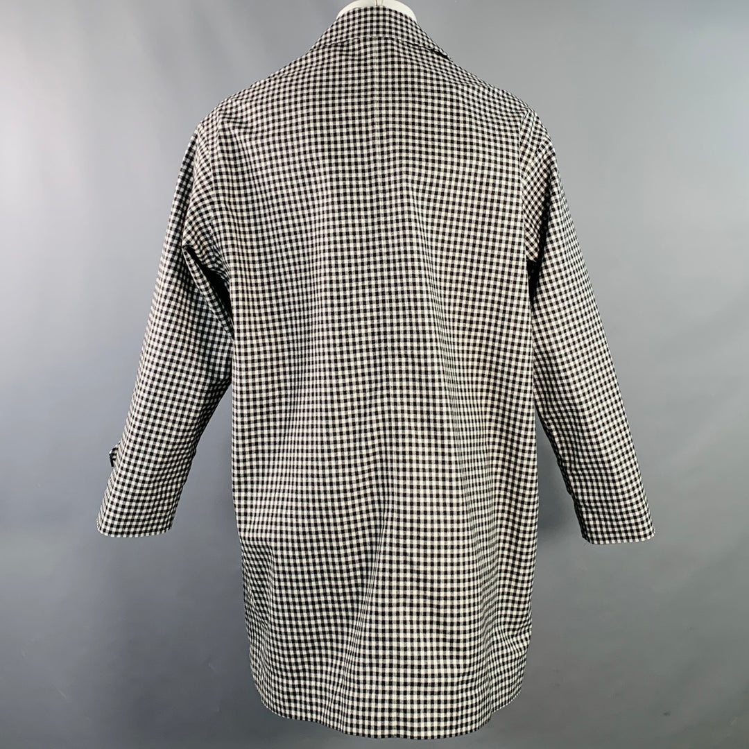 MACKINTOSH Size 38 Black White Checkered Wool Blend Hidden Buttons Coat