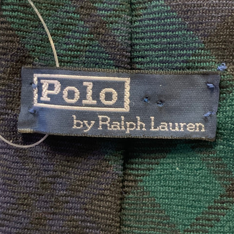 POLO Green Navy Plaid Wool Tie