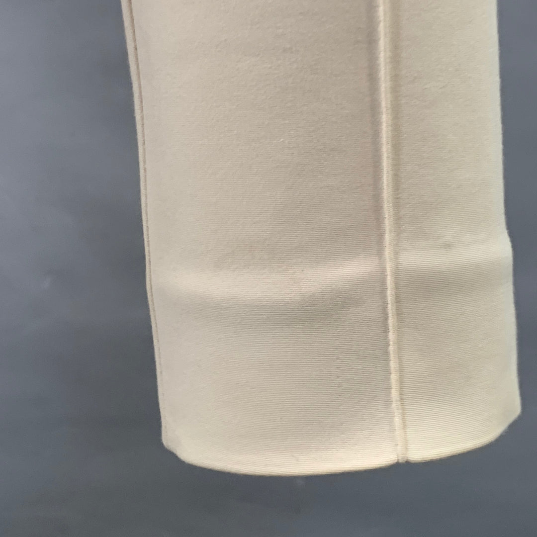 AKRIS Size 2 Cream Wool Blend Tapered Side Zipper Dress Pants