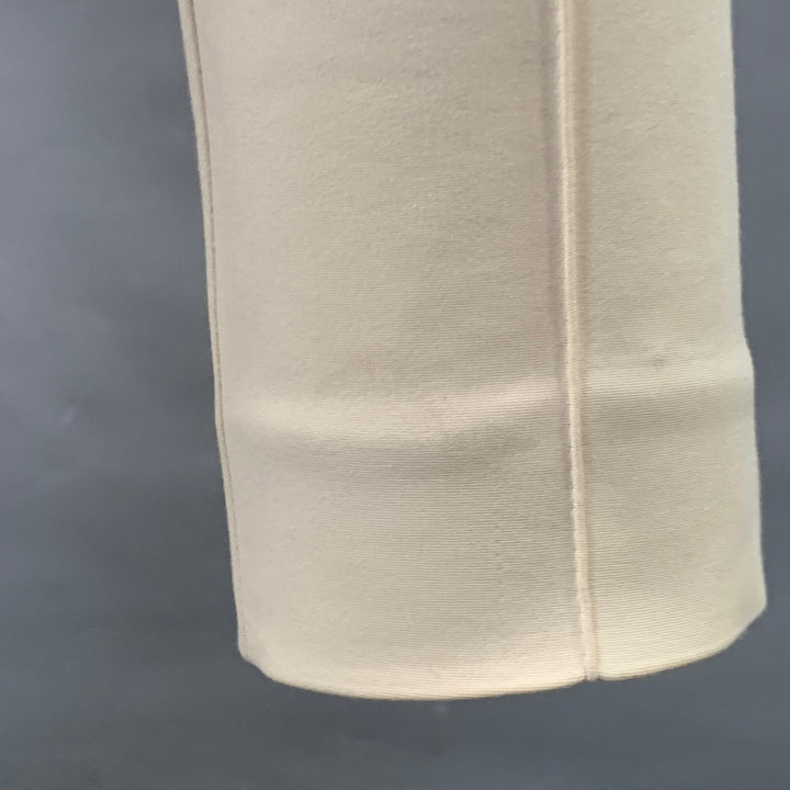 AKRIS Size 2 Cream Wool Blend Tapered Side Zipper Dress Pants