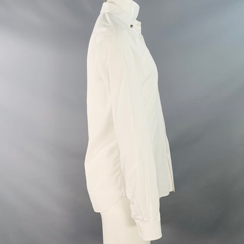 VALENTINO Size S White Cotton Studded Button Up  Long Sleeve Shirt