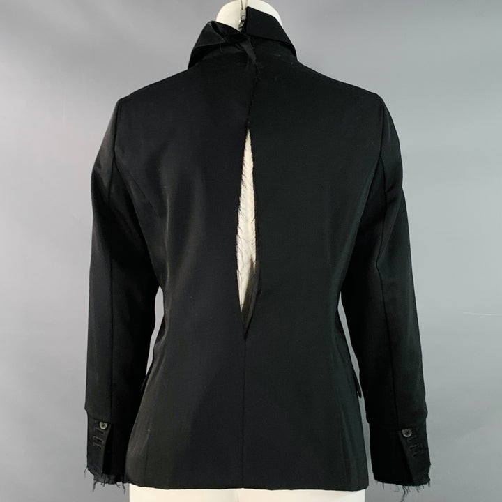 RUNDHOLZ Size XS Black Virgin Wool Distressed Layered Open Back Blazer