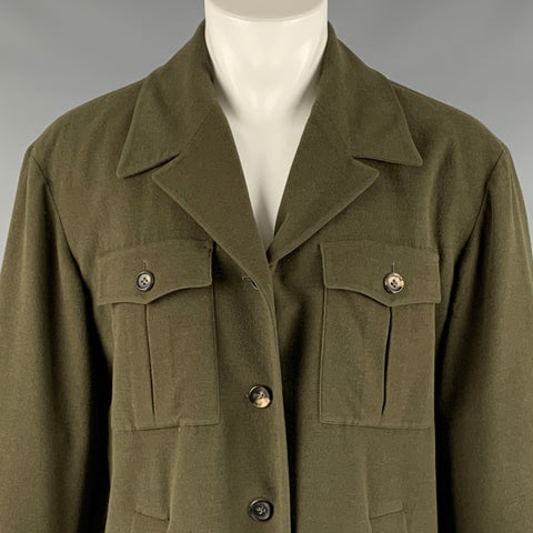 JIL SANDER Size 38 Green Lambswool Angora Coat