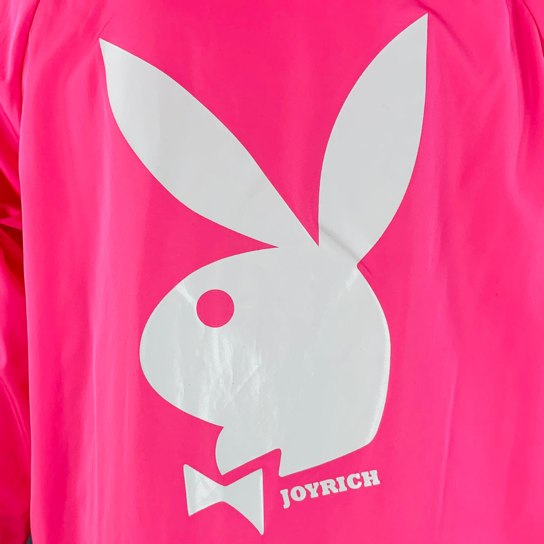 JOYRICH x PLAYBOY Size M Hot Pink Logo Polyester Hooded Snaps Coat