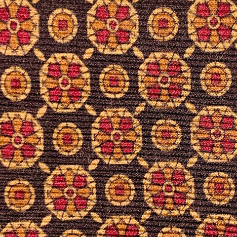 O'CONNELL'S Black Brown Red Abstract Floral Silk Tie