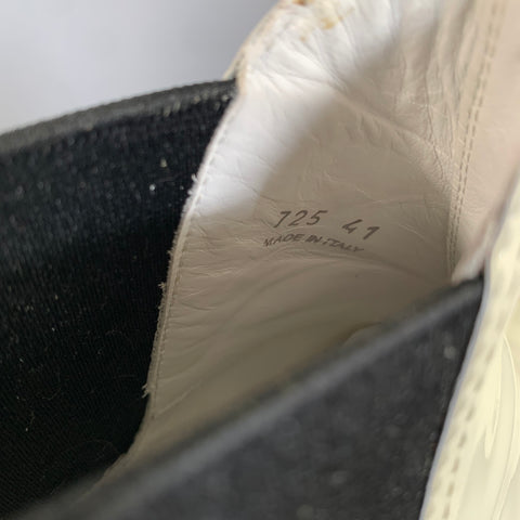 PRADA Size 11 White Leather Patent Leather Pull On Boots