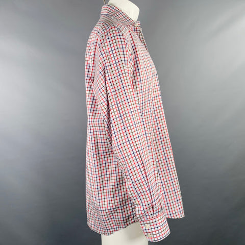 PINK Size M Red White Blue Checkered Cotton Long Sleeve Shirt