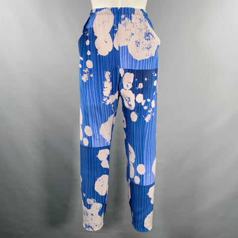 MARIA CORNEJO Size 8 Blue Grey Silk Blend Abstract Casual Pants