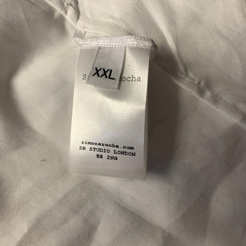 SIMONE ROCHA Size XXL White Cotton Hidden Placket Long Sleeve Shirt