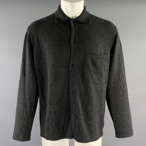 EVAN KINORI Size M Grey Heather Wool And Cashmere Button Up Sweater