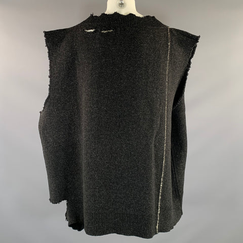 RAF SIMONS F/W2016 Size One Size Grey Charcoal Patches Wool Oversized Vest