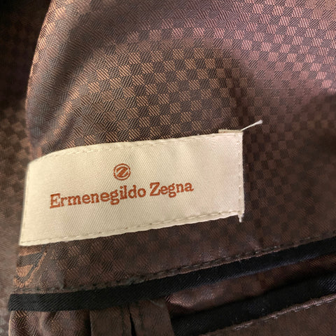 ERMENEGILDO ZEGNA Size L Black Viscose Silk Blend Pointed Collar Jacket