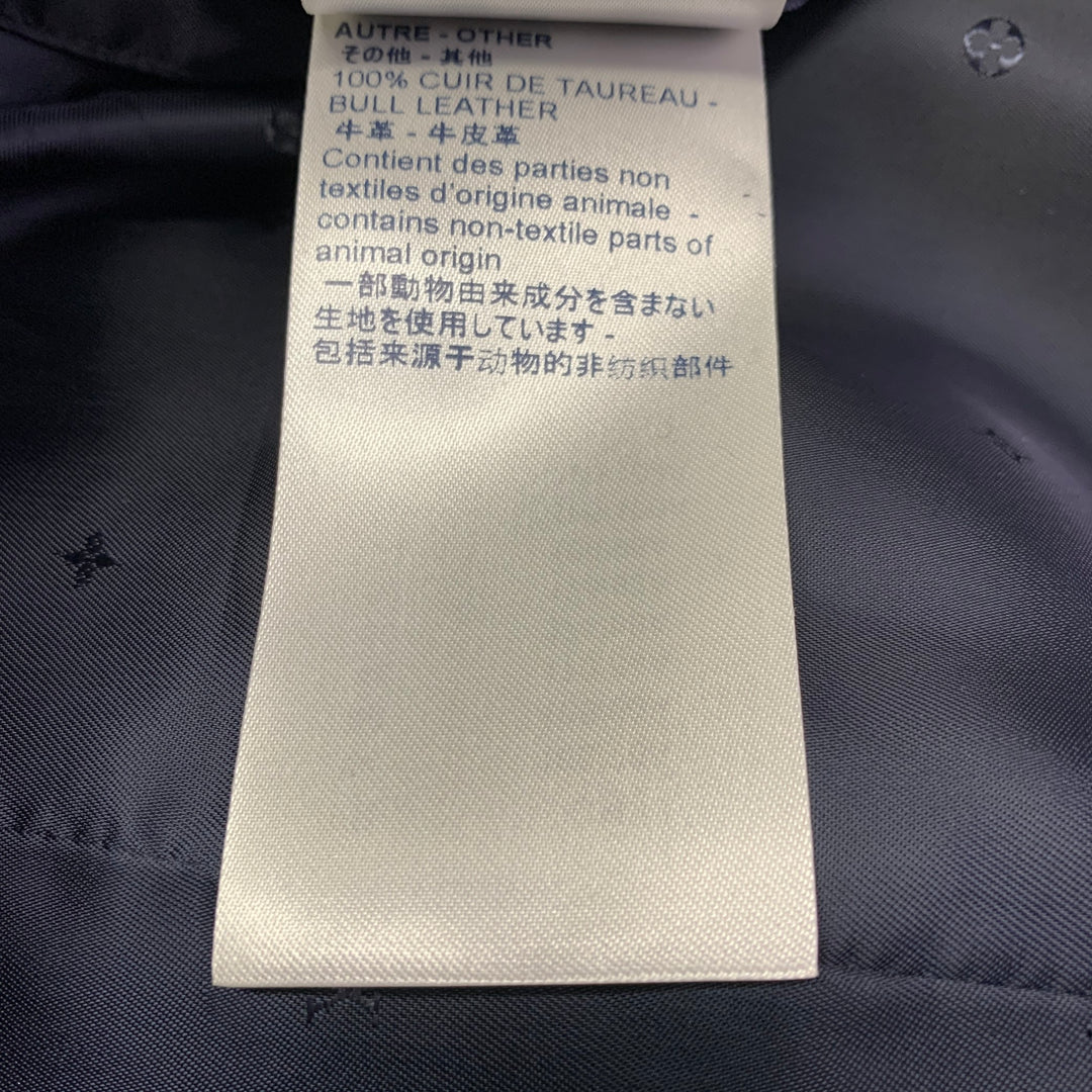 LOUIS VUITTON Size 40 Navy Textured Bull Leather Zip Up Blouson Jacket