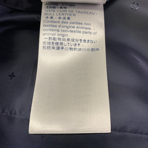 LOUIS VUITTON Size 40 Navy Textured Bull Leather Zip Up Blouson Jacket