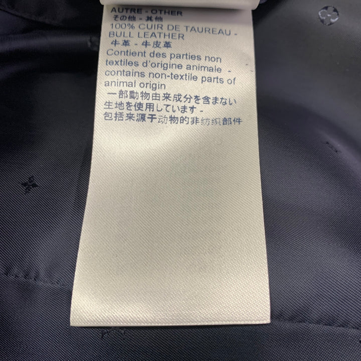 LOUIS VUITTON Size 40 Navy Textured Bull Leather Zip Up Blouson Jacket