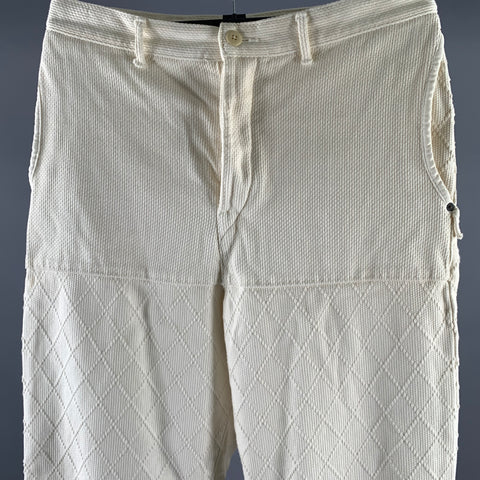 KAPITAL Size XL Cream Diamond Cotton Button Fly Casual Pants