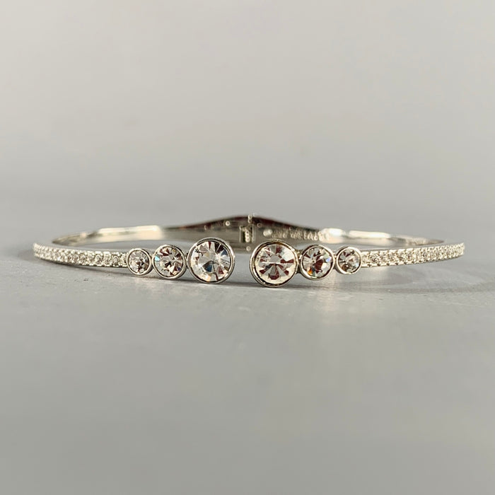 GIVENCHY Silver Rhinestones Cuff Bracelet