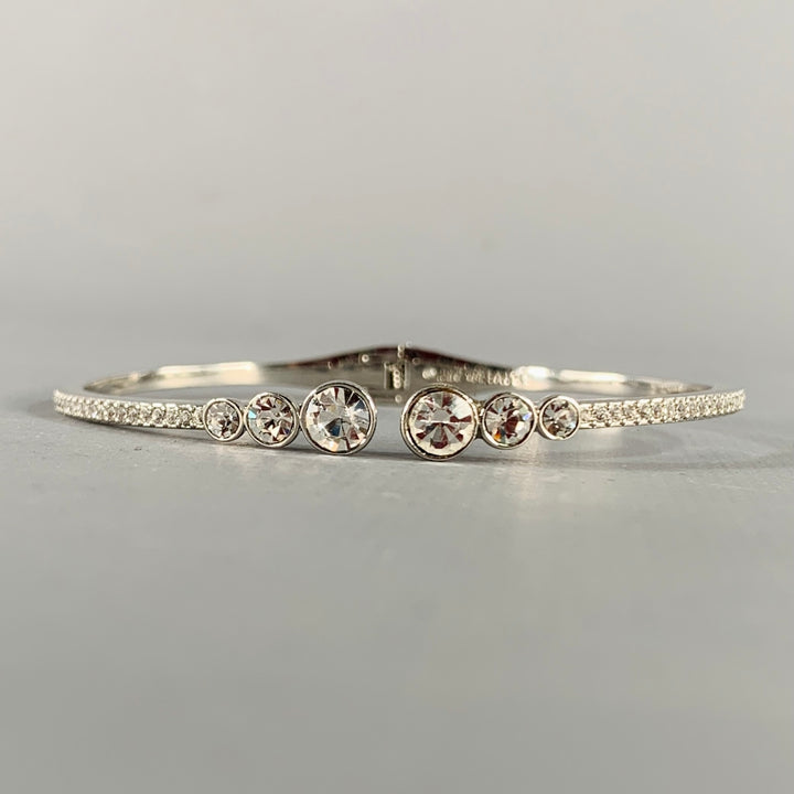 GIVENCHY Silver Rhinestones Cuff Bracelet