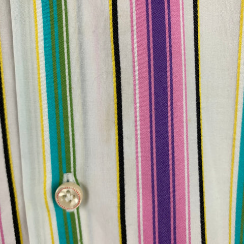 ROBERT GRAHAM Size L White Multi Color Stripe Cotton Button Up Long Sleeve Shirt