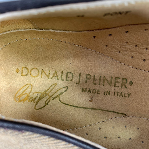 DONALD J PLINER Size 8 Beige Brown Contrast Trim Fabric Slip On Loafers