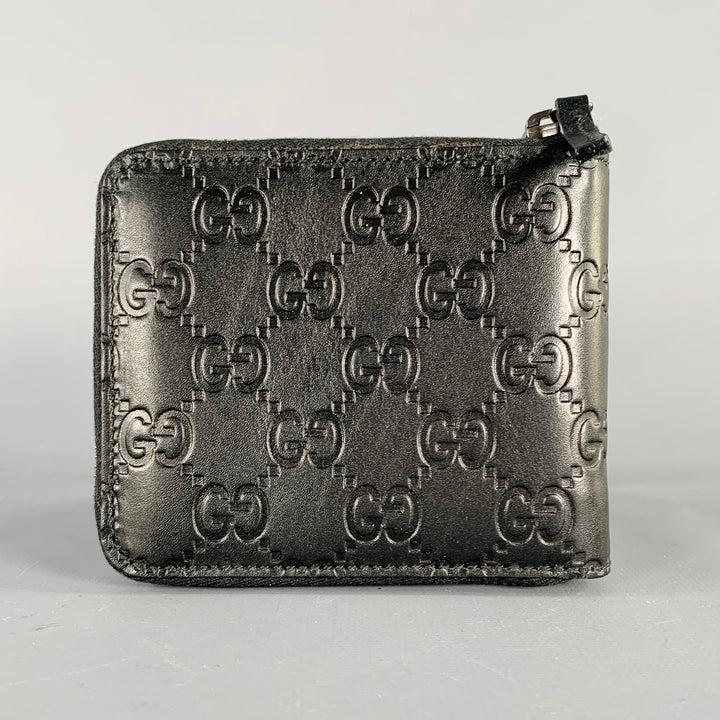 GUCCI Black Guccissima Embossed Leather Wallet