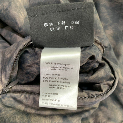 AKRIS Size 14 Black Brown Fur Effect Nylon Reversible Puffer Coat