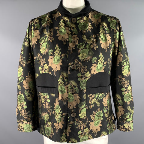 DESCENDANT OF THIEVES Size L Black Green Beige Jacquard Polyester Chore Jacket