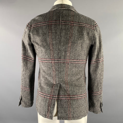 TS (S) Size S Grey Plaid Wool Blend Peak Lapel Sport Coat