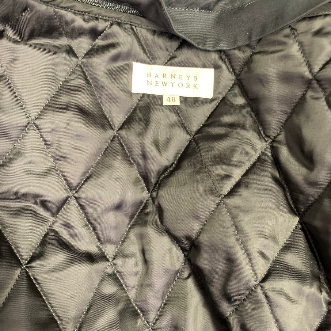BARNEYS NEW YORK Size 46 Black Cotton Hidden Buttons Trench Coat