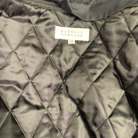 BARNEYS NEW YORK Size 46 Black Cotton Hidden Buttons Trench Coat