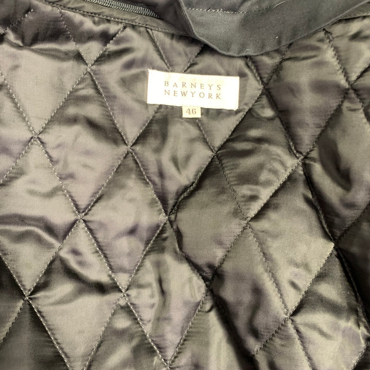 BARNEYS NEW YORK Size 46 Black Cotton Hidden Buttons Trench Coat