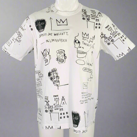 JUNYA WATANABE 2022 Size M White Black Basquiat Graphic Cotton Crew Neck T-shirt