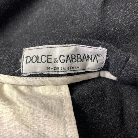 DOLCE & GABBANA Size 34 Black Dark Grey Wool Blend Dress Pants