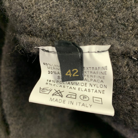 Manteau col châle en laine mélangée noir marron chiné POOL' taille 6